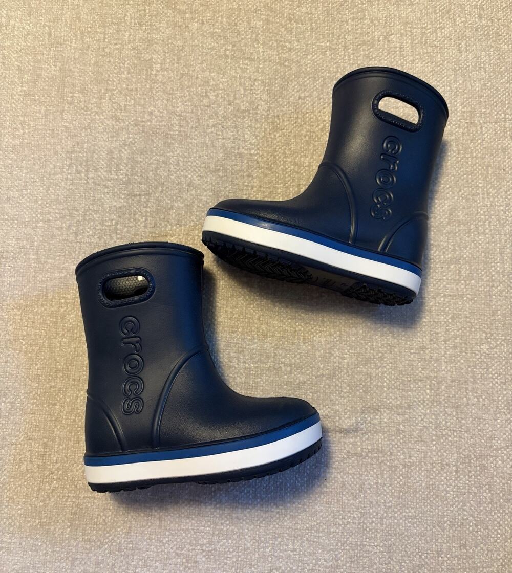 Crocs Pull On Crocband Rain Boots Unisex Kids Toddler Size C8 Blue 205827